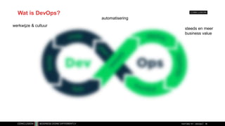 Wat is DevOps?
TechTalks 101 - DevOps 36
werkwijze & cultuur
automatisering
steeds en meer
business value
 