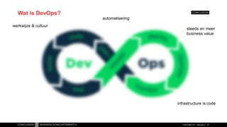Wat is DevOps?
TechTalks 101 - DevOps 37
werkwijze & cultuur
automatisering
steeds en meer
business value
infrastructure is code
 
