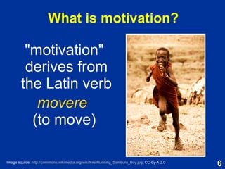 6
Outline - Interventions
Based on Reeve (2015, p. 496)
 Applying principles of
motivation and
emotion
 Case study
 Explaining motivation
 Predicting motivation
 Solving motivational and
emotional problems
 Practice problems
 Applying principles of
motivation and
emotion
 Case study
 Explaining motivation
 Predicting motivation
 Solving motivational and
emotional problems
 Practice problems
 State-of-the-art
interventions
 Supporting psychological
need satisfaction
 Increasing a growth
mindset
 Promoting emotion
knowledge
 Cultivating compassion
 Wisdom gained
 State-of-the-art
interventions
 Supporting psychological
need satisfaction
 Increasing a growth
mindset
 Promoting emotion
knowledge
 Cultivating compassion
 Wisdom gained
 