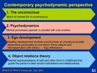 63
Leadership motive pattern
Leadership
motive pattern
High need for
power
Low need for
affiliation
High
self-control
A special variant of the need for power is
the leadership motive pattern.
Based on Reeve (2015, pp. 205-207)
 