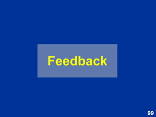 99
Emotion regulation strategies
Based on Reeve (2015, pp. 357-361)
5. Suppression: down-regulating one or more of the four aspects
of emotion (bodily arousal, cognitive, purposive, expressive).
2. Situation modification: problem-focused coping, efforts to
establish control, and searching for social support.
4. Reappraisal: changing the way one thinks about the situation
to modify the emotional impact.
3. Attentional focus: redirecting attention within the situation.
1. Situation selection: taking action to make one emotional
experience more or less likely.
 