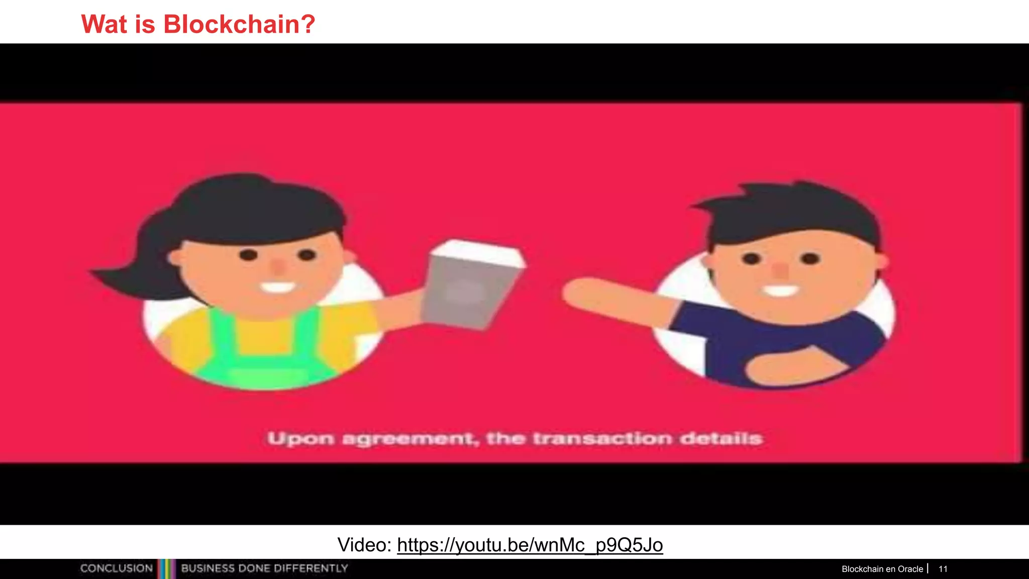 Blockchain en Oracle 11
Wat is Blockchain?
Video: https://youtu.be/wnMc_p9Q5Jo
 