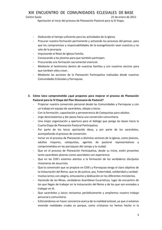 Conclusiones de la XIX ENCUENTRO DE CEB`S