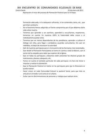 Conclusiones de la XIX ENCUENTRO DE CEB`S