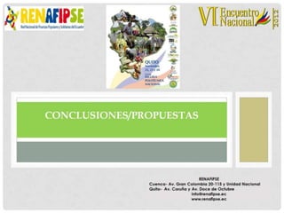 Conclusiones VI Encuentro Nacional  RENAFIPSE