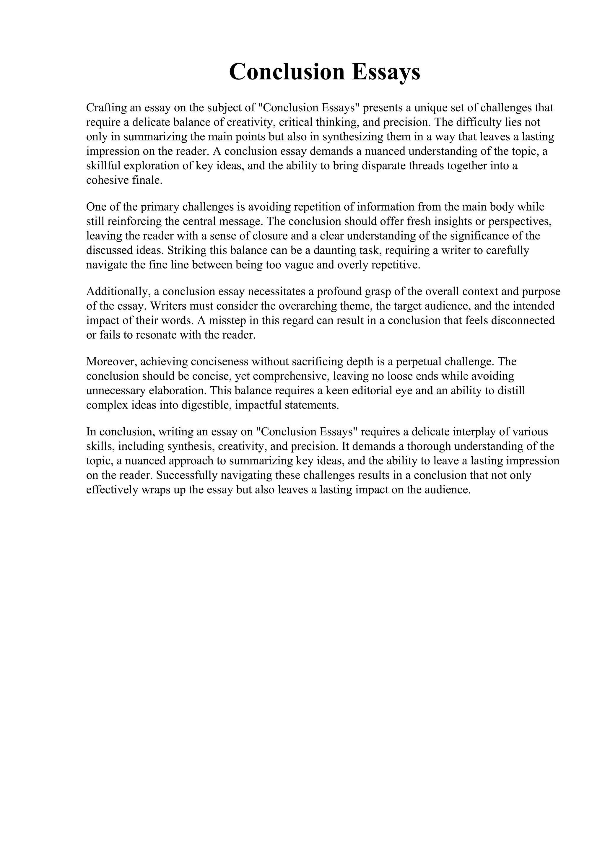 Conclusion Essays PDF