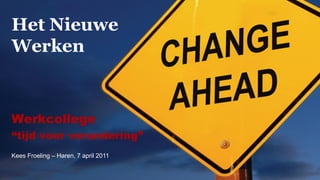 Het Nieuwe
Werken



Werkcollege
“tijd voor verandering”
Kees Froeling – Haren, 7 april 2011
 