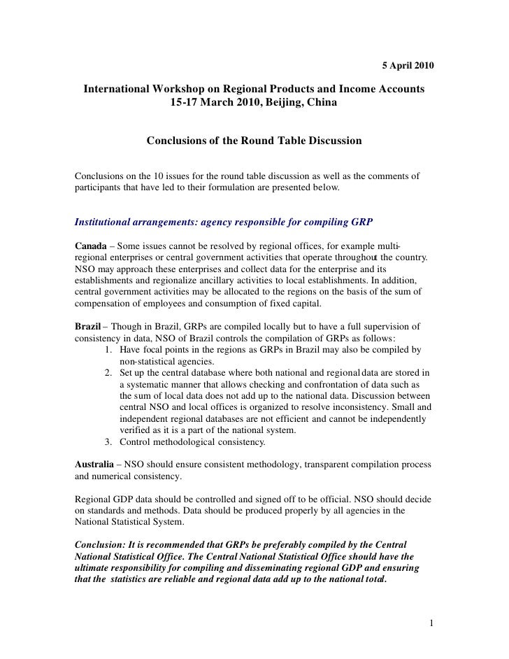 Conclusions of the Round Table Discussion