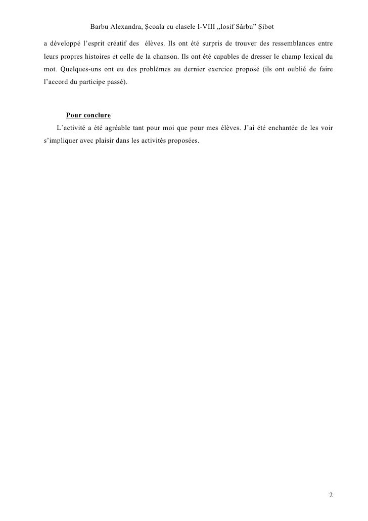 Conclusions chanson Slide 2