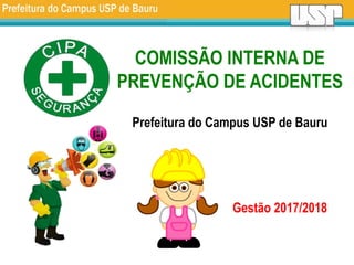COMISSÃO INTERNA DE
PREVENÇÃO DE ACIDENTES
Prefeitura do Campus USP de Bauru
Gestão 2017/2018
 