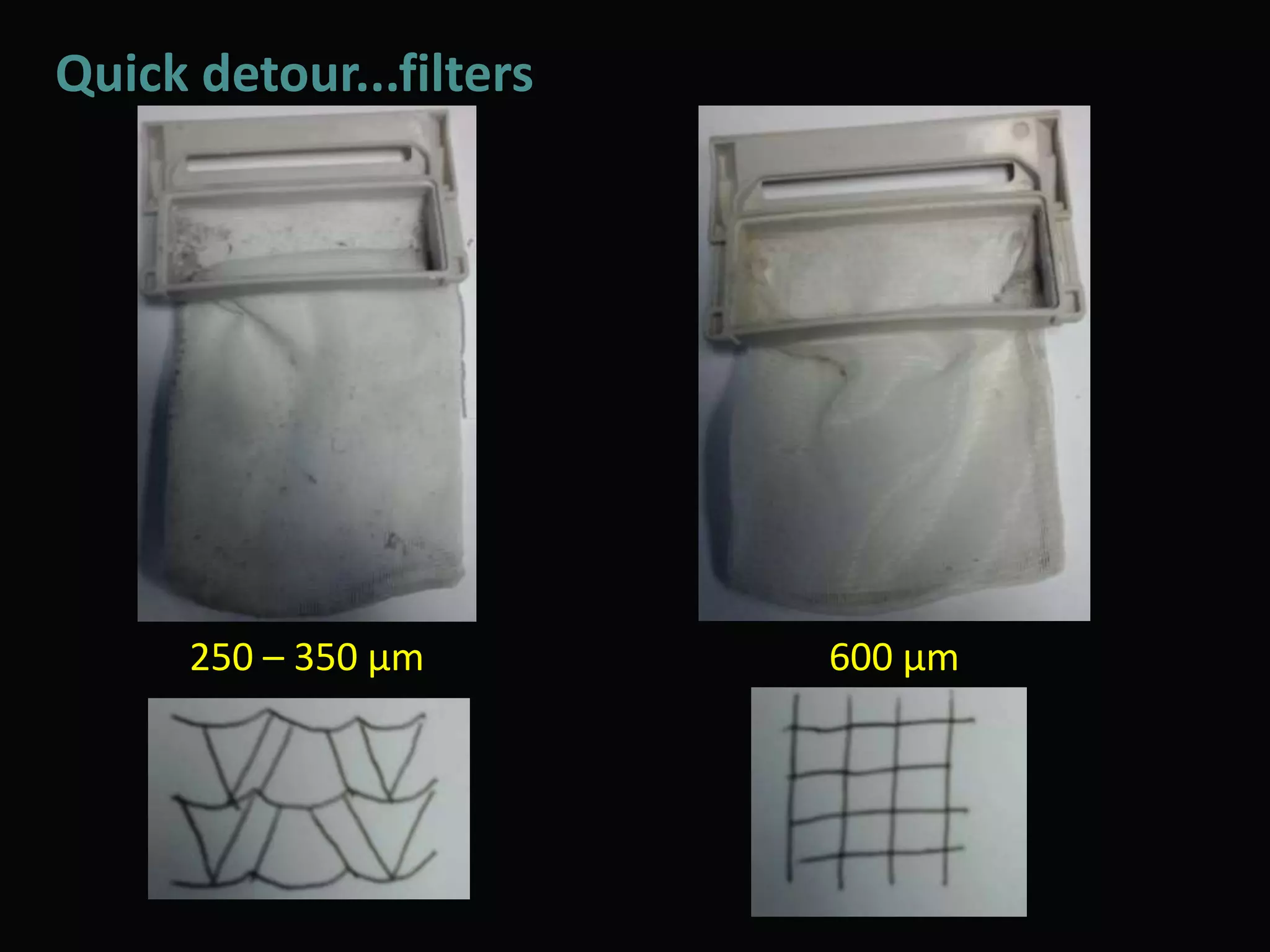 Quick detour...filters
250 – 350 µm 600 µm
 