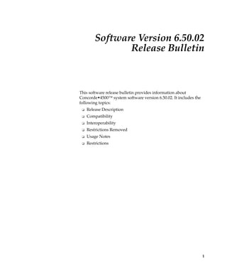 Concorde 4500 Software Version 6.50.02 Release Bulletin | PDF