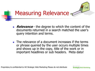 Monitor release rankings, social mentions, traffic & outcomesProprietary & confidential to WI Strategic Web Marketing Please do not distribute