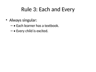 Each All Rules Mastering Subject-Verb Agreement: A Grade 9-10 English Lesson on ...