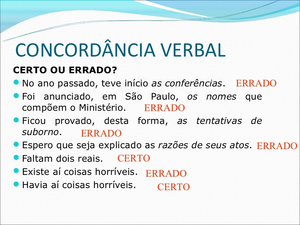 Concordância Verbal Concordância Verbal