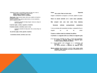 Anteposto ao sujeito, a concordância poderá ser feita com o todo ou 
apenas com o núcleo do sujeito mais próximo. 
Estava calado o professor e a aluna. 
Estavam calados a aluna e o professor. 
-Observação: Essas mesmas regras valem para o adjetivo na função de 
predicativo do objeto. 
Quando há dois ou mais adjetivos determinando um único substantivo, 
temos os seguintes casos: 
• substantivo precedido de artigo singular: coloca-se o artigo em 
todos os adjetivos. 
O exército inglês, o chinês, o japonês e o brasileiro. 
A bandeira amarela, a vermelha, a azul e a roxa. 
• substantivo precedido de artigo plural: não se coloca artigo nos 
adjetivos. 
Os exércitos inglês, chinês, japonês e brasileiro. 
As bandeiras amarela, vermelha, azul e roxa. 
Casos Especiais 
Um e outro / Nem um nem outro. 
Exigem o substantivo no singular e, se houver, adjetivo no plural: 
Havia na escola somente um e outro aluno aplicados. 
Não comprei nem uma nem outra fruta maduras. 
Numerais ordinais acompanhando substantivo: 
1. se os numerais vêm precedidos de artigo, o substantivo fica no 
singular ou vai ao plural: 
O sexto e o sétimo andar (ou andares) do edifício. 
A primeira e a segunda série (ou séries) do segundo grau. 
2. se não houver repetição do artigo, o plural será obrigatório: 
A primeira e segunda séries do segundo grau. 
O sexto e sétimo andares do edifício. 
3. o plural também será obrigatório se o substantivo vier 
anteposto aos numerais: 
As séries primeira e segunda do segundo grau. 
Mesmo, próprio, só (equivalente a sozinho), leso, anexo, junto, 
obrigado, quite, nenhum concordam normalmente com o 
nome a que se referem. 
 