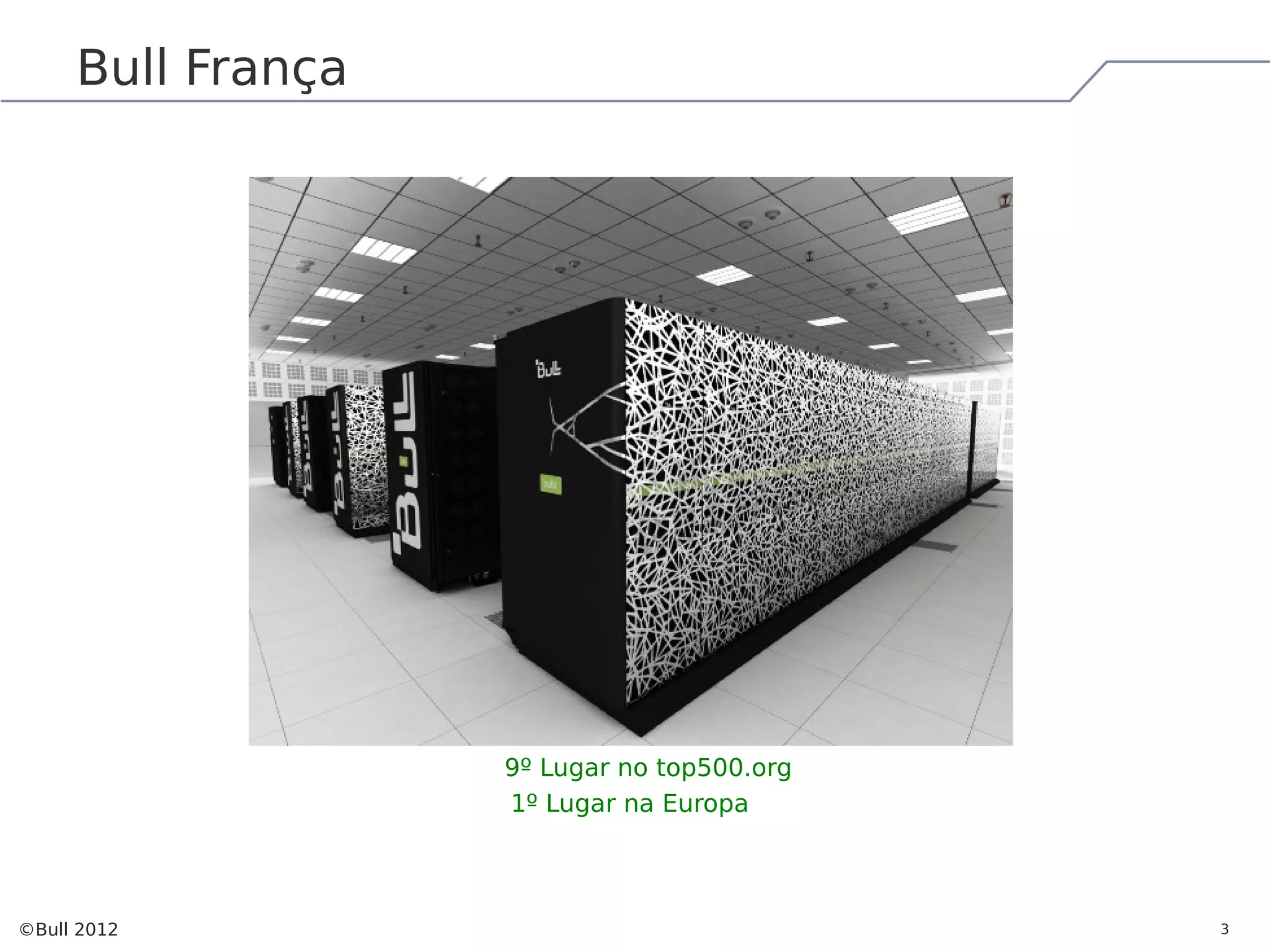 Bull França 9º Lugar no top500.org 1º Lugar na Europa ©Bull 2012 3 
