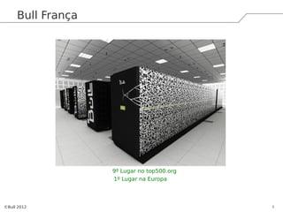 Bull França




                   9º Lugar no top500.org
                   1º Lugar na Europa




©Bull 2012                                  3
 