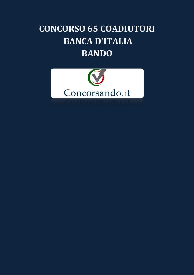 Concorso 65 Coadiutori Banca D Italia Bando
