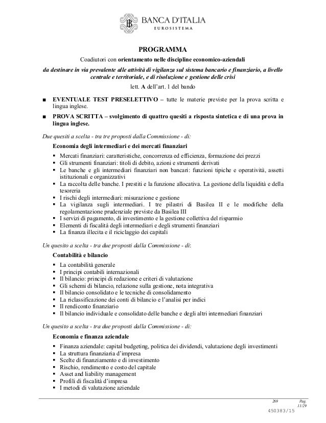 Concorso 65 Coadiutori Banca d'Italia - Bando