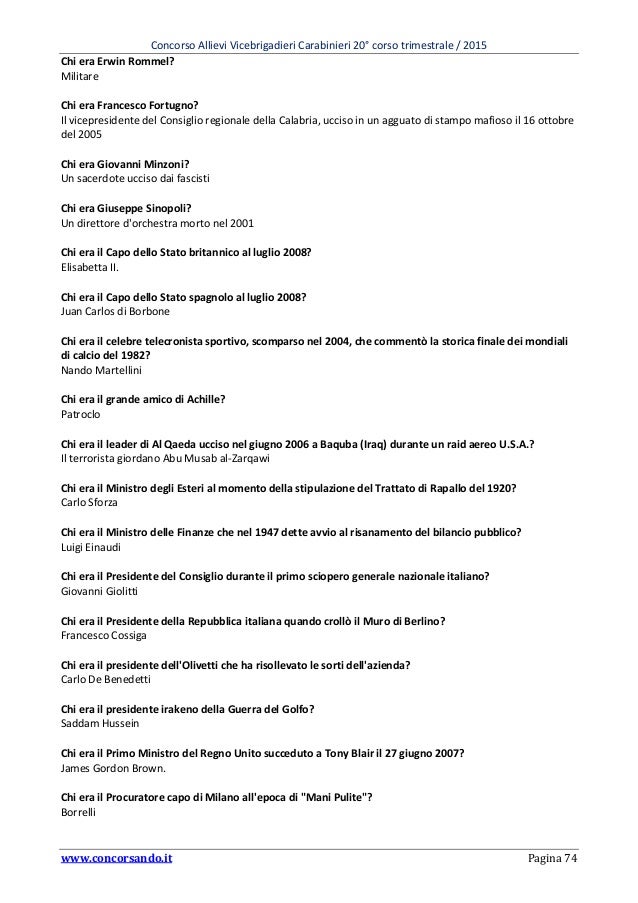 Concorso Allievi Vicebrigadieri Carabinieri 15 Quiz In Ordine Alf