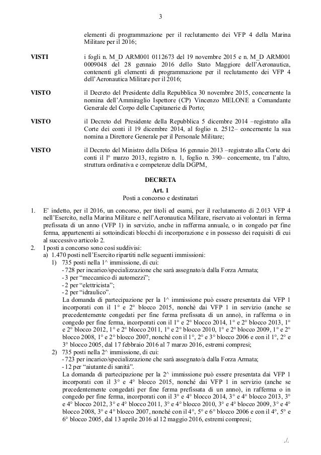 Concorso Vfp4 2016 Bando