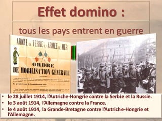 Effet domino :
tous les pays entrent en guerre
 