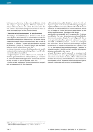 Page 6 La Semaine Juridique - NOTARIALE ET IMMOBILIÈRE - N° 28 - 12 JUILLET 2013
xxxx
28	E. Jacoby, Application du règleme...