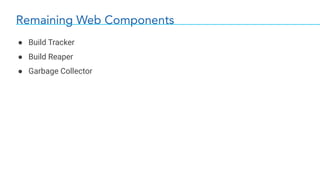 Remaining Web Components
● Build Tracker
● Build Reaper
● Garbage Collector
 