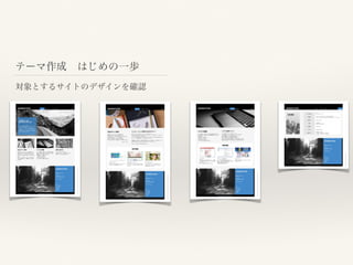テーマ作成 はじめの一歩
対象とするサイトのデザインを確認
 