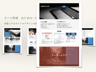 テーマ作成 はじめの一歩
対象とするサイトのデザインを確認
フッターエリア
 