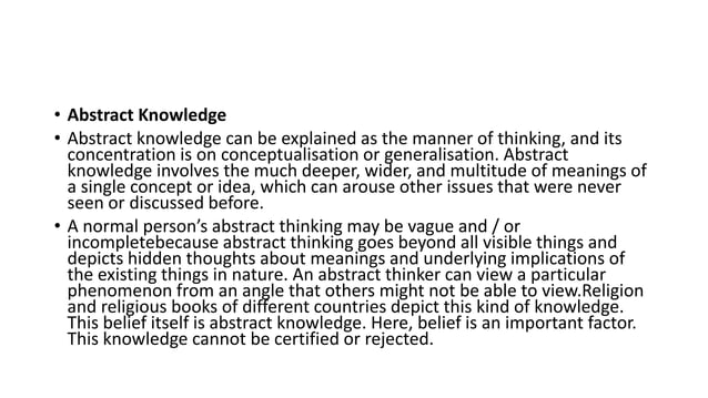 Concrete and Abstract Knowledge | PPTX