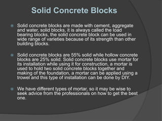 Various types of Concrete Blocks used in Commercial Construction | PPTX