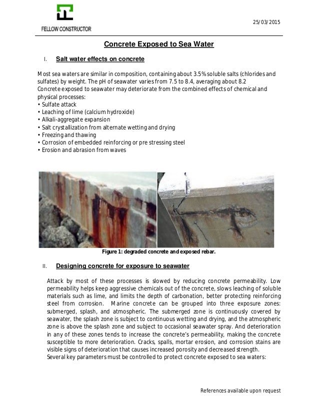 Concrete exposed to seawater