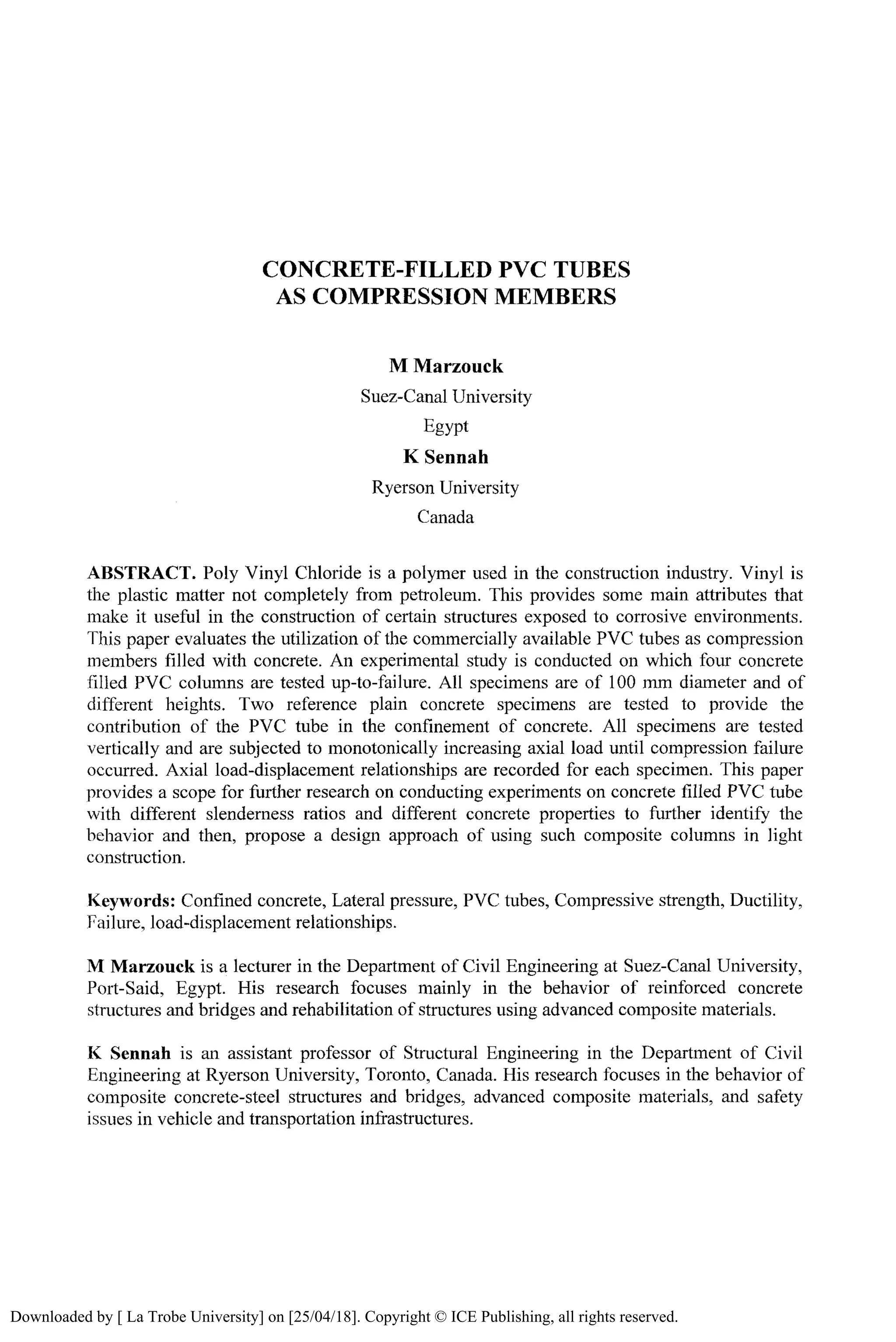 Concrete filled pvc tube | PDF