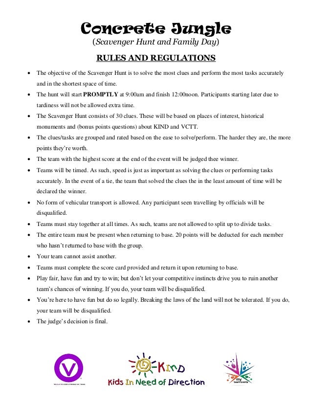 Concrete Jungle Registration info and Rules