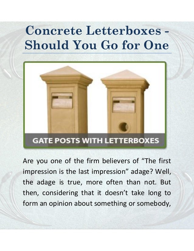 Concrete Letterboxes Some Steps You Need to Know