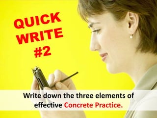 Write down the three elements of
effective Concrete Practice.
 
