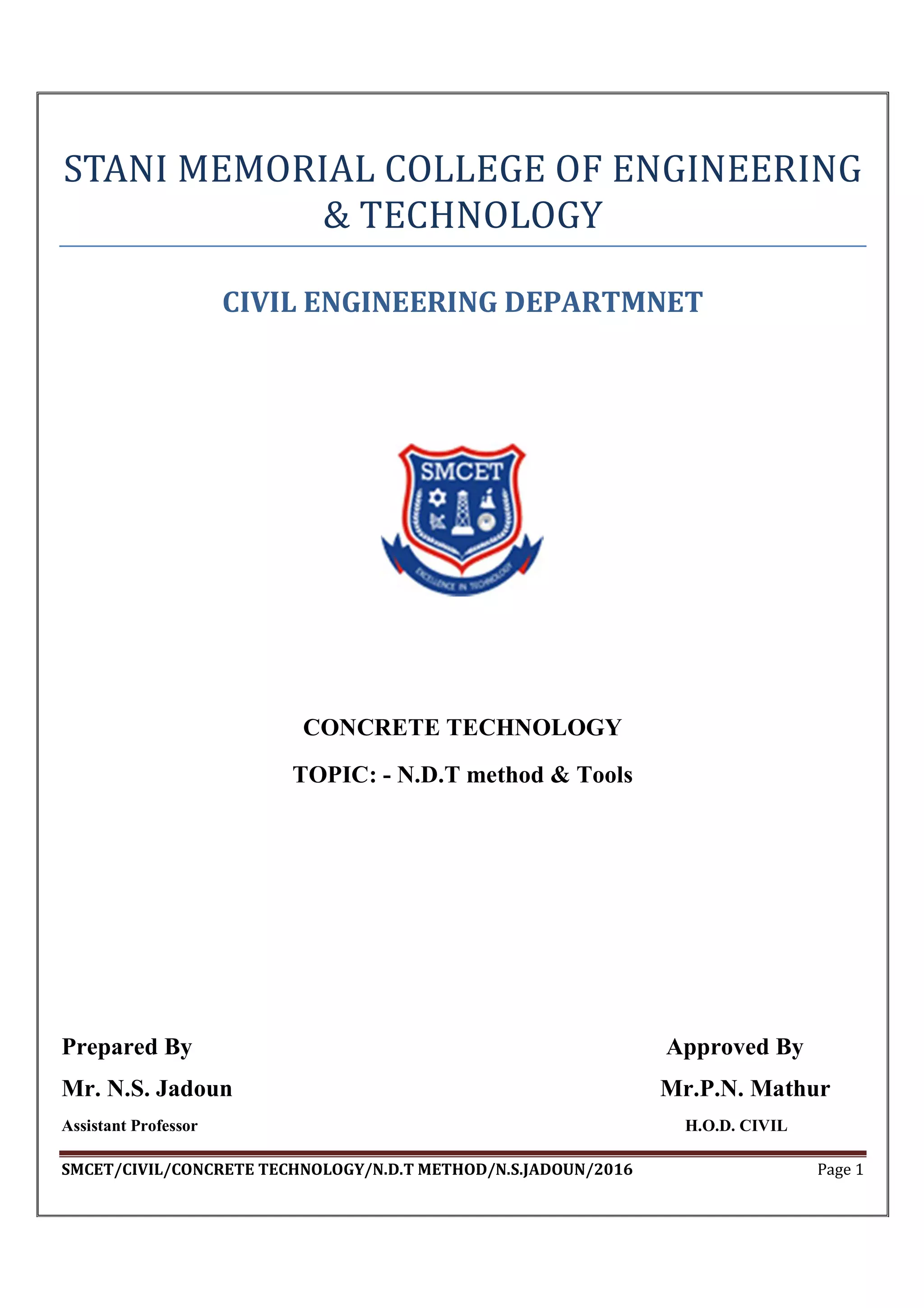 Concrete Technology Ndt Methods Pdf