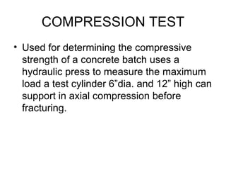 Slump Test Compression Factor Concrete with slump test | PPT