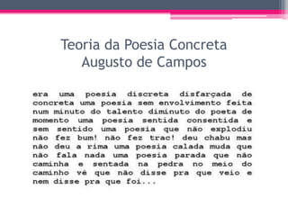 Teoria da Poesia Concreta
Augusto de Campos
 