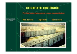 Pré-fabricado (pós-guerra e suas necessidades)
Mão de obra Agilidade Baixo custo
CONTEXTO HISTÓRICO
9
 