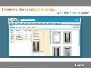 Eliminate the receipt challenge…
                                                                                                     with the Receipt Store




  ©2011 Concur, all rights reserved. Concur is a registered trademark of Concur Technologies, Inc.
 
