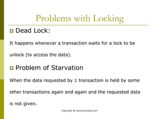 Starvation Example Transaction CONCURRENCY CONTOL notes.pdf