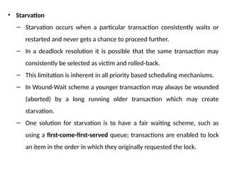 Starvation Example Transaction Concurrency Control in Databases.Database management systems | PPTX