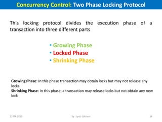 Two Phase Locking Algorithm Transactions and Concurrency control | PPSX
