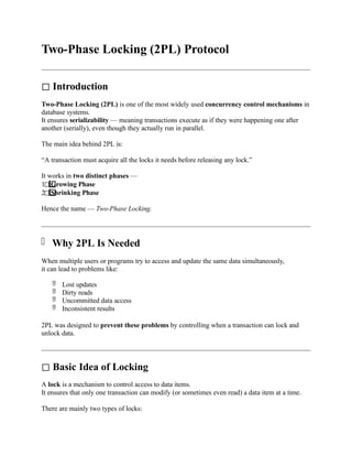 Two Phase Locking Algorithm Concurrency Control Techniques notes.pptx