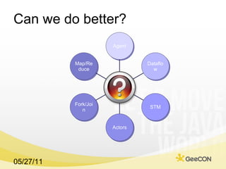 Can we do better? Map/Reduce Fork/Join Actors STM Dataflow Agent 