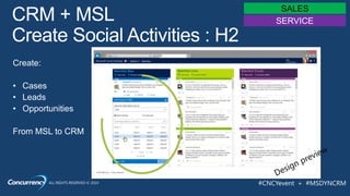 ALL RIGHTS RESERVED © 2014 #CNCYevent + #MSDYNCRM
SALES
SERVICE
 