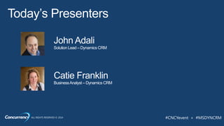 ALL RIGHTS RESERVED © 2014 #CNCYevent + #MSDYNCRM
 